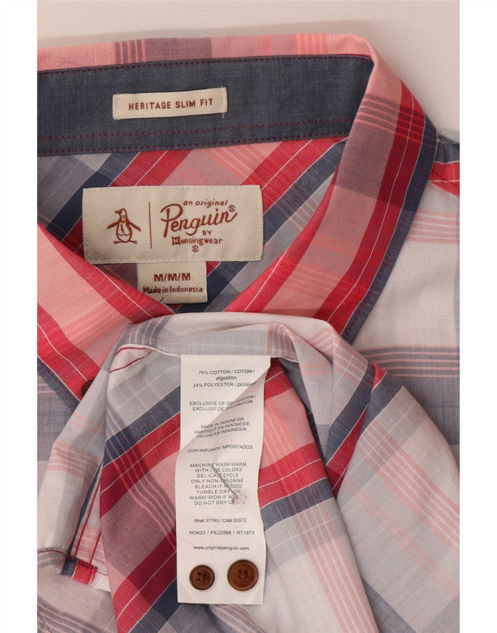 Мужская рубашка Penguin Heritage с коротким рукавом, средняя разноцветная клетка