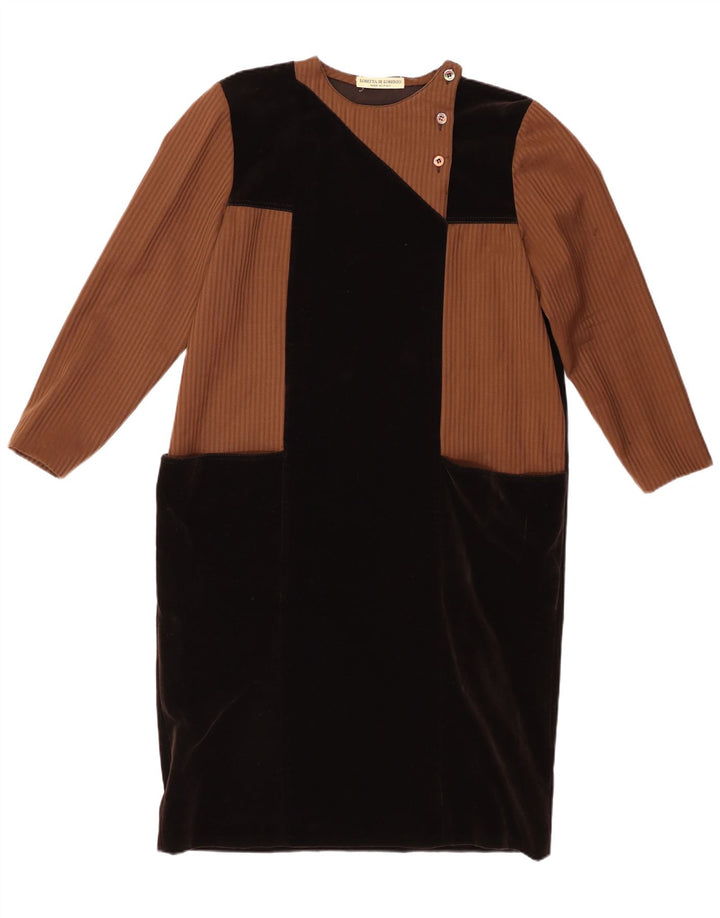 LORETTA DI LORENZO Женское платье прямого кроя с рукавом 3/4 IT 42 Средний черный