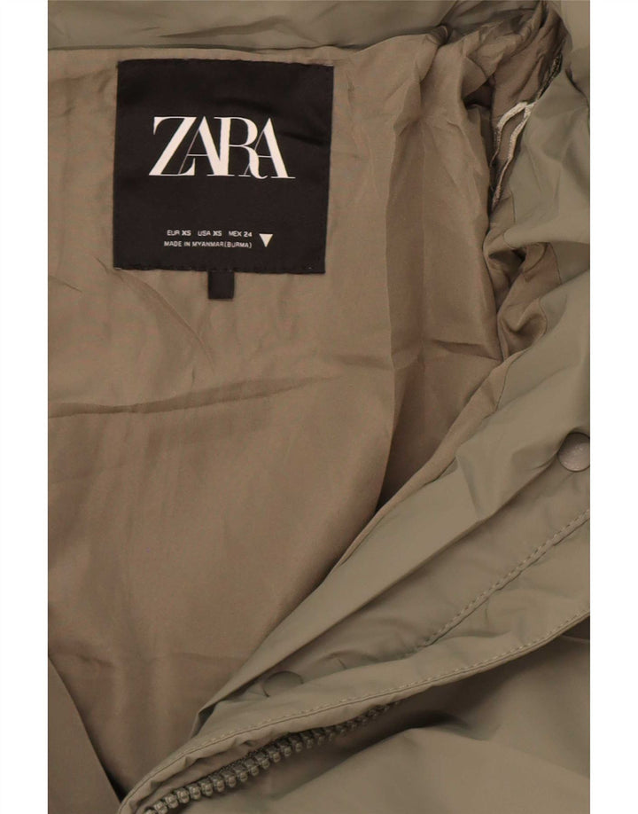 Женская утепленная куртка оверсайз с капюшоном Zara UK 6 XS, полиэстер цвета хаки