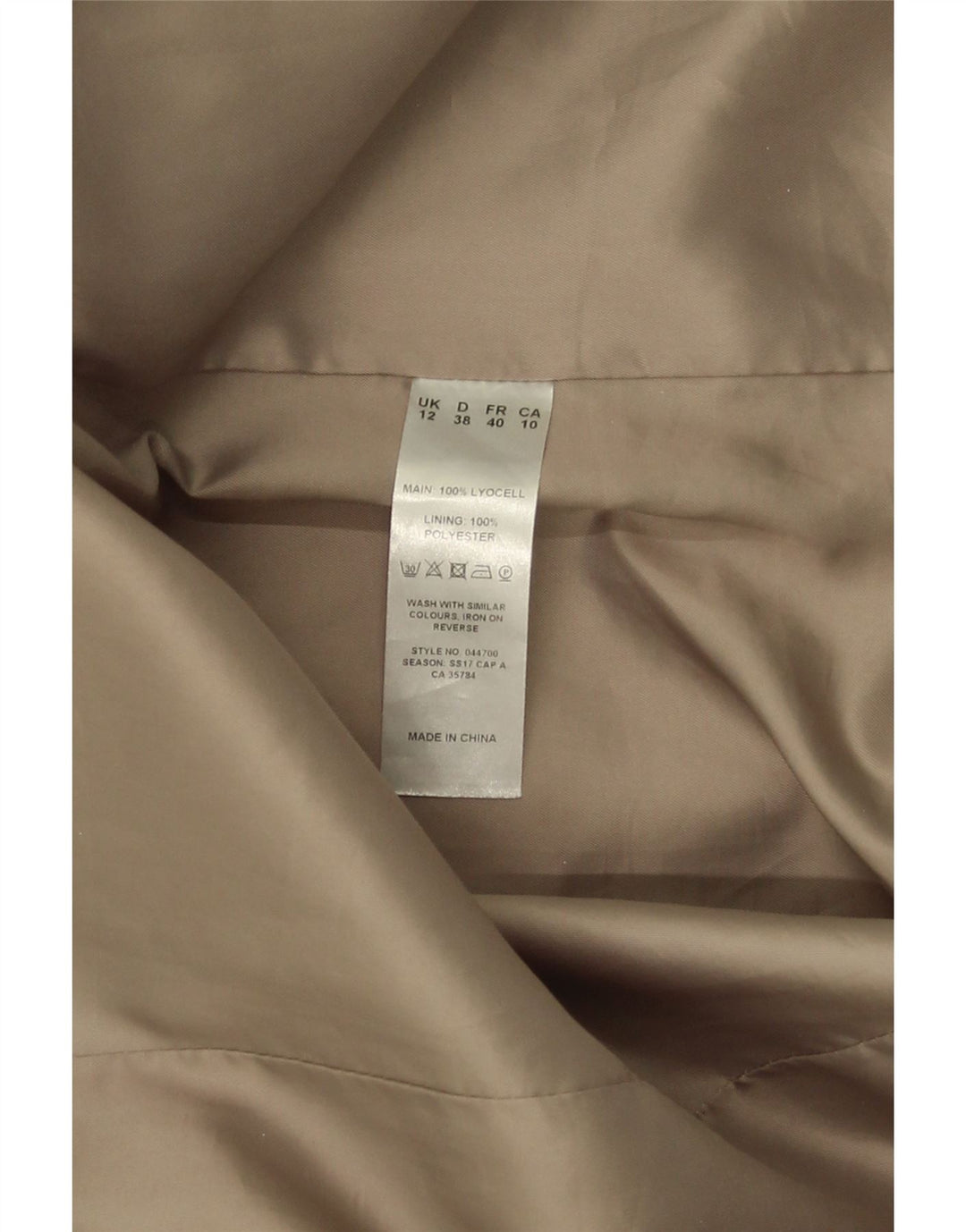 JACQUES VERT Womens Open Overcoat UK 12 Medium Beige Lyocell Vintage Jacques Vert and Second-Hand Jacques Vert from Messina Hembry 