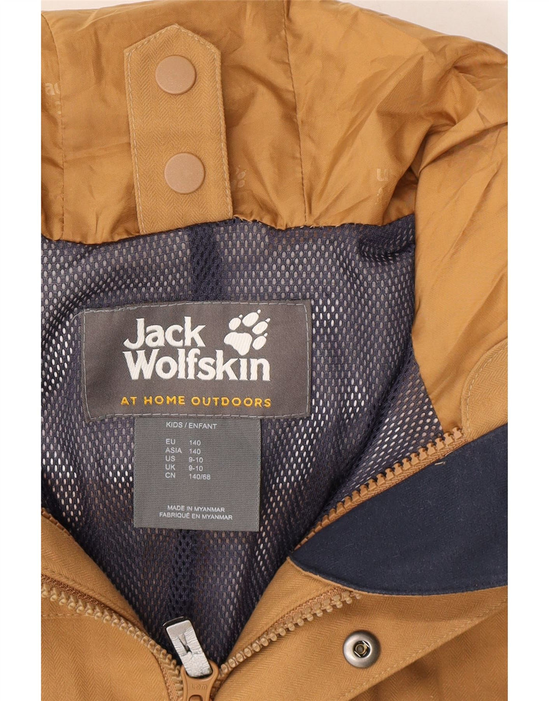 JACK WOLFSKIN Boys Hooded Parka Jacket 9-10 Years Beige Polyester Vintage Jack Wolfskin and Second-Hand Jack Wolfskin from Messina Hembry 