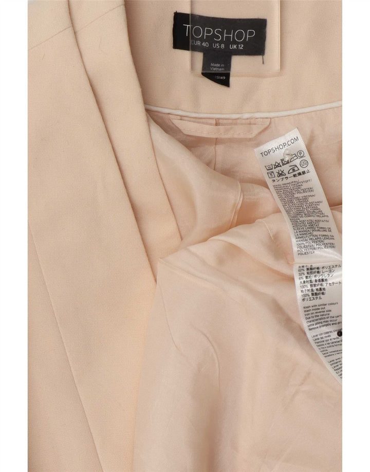 Женский укороченный открытый пиджак Topshop UK 12, средний цвет из белого полиэстера