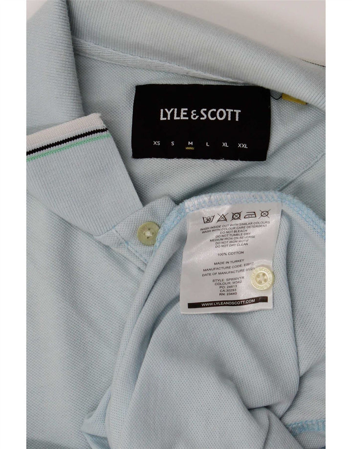 Мужская рубашка поло Lyle & Scott, хлопковая синяя полоска среднего размера