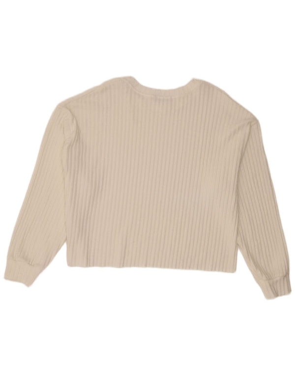 Женский укороченный джемпер с вырезом лодочкой Zara UK 14, средний белый полиэстер