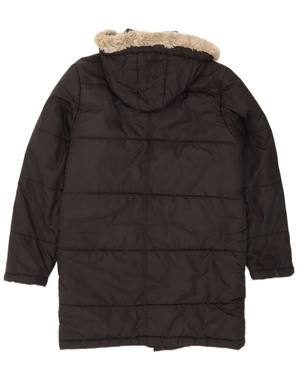 Мужское стеганое пальто с капюшоном Zara UK 42 XL, черный полиэстер