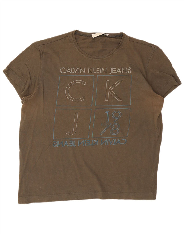 Мужская футболка с рисунком Calvin Klein 2XL, хаки