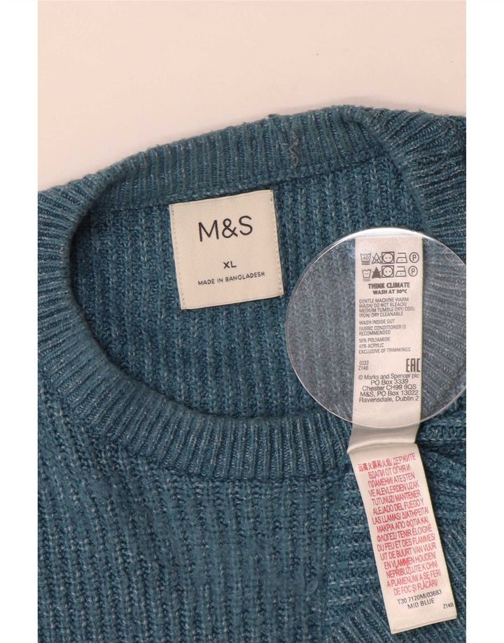 Мужской джемпер с круглым вырезом Marks & Spencer XL, синий полиамид