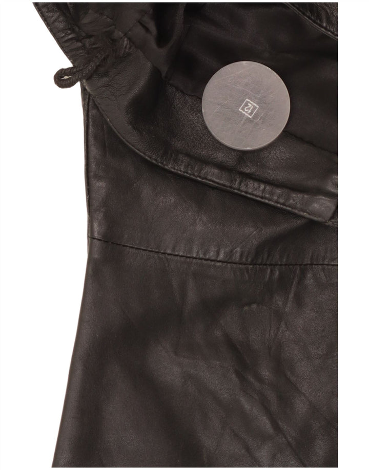 ВИНТАЖНЫЕ женские кожаные брюки Bootcut UK 12 Medium W30 L32 Черные