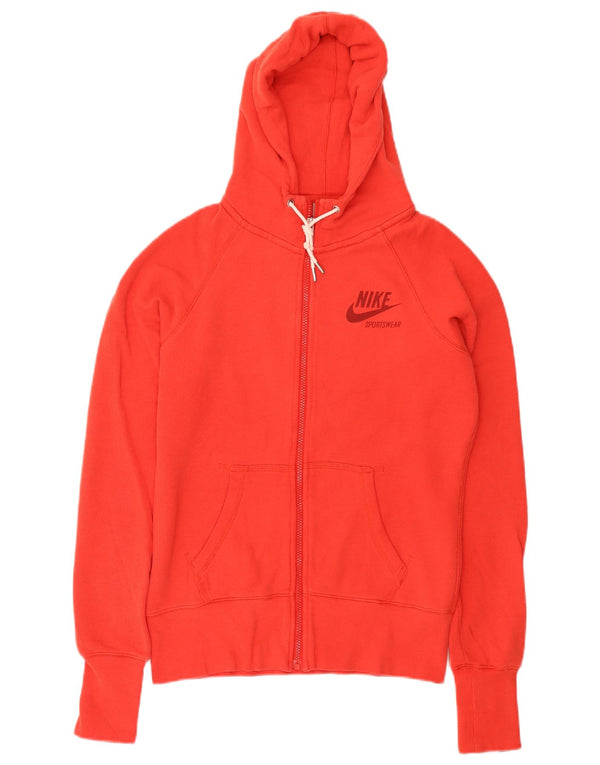 Женский свитер с капюшоном на молнии Nike UK 14, хлопковый средний красный