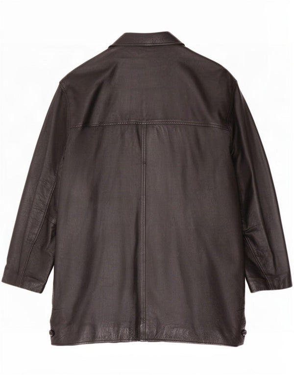 Винтажное мужское кожаное пальто UK 42 XL, черное