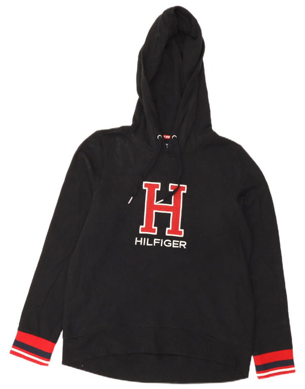 Женский джемпер с капюшоном Tommy Hilfiger UK 14, средний черный с цветными блоками