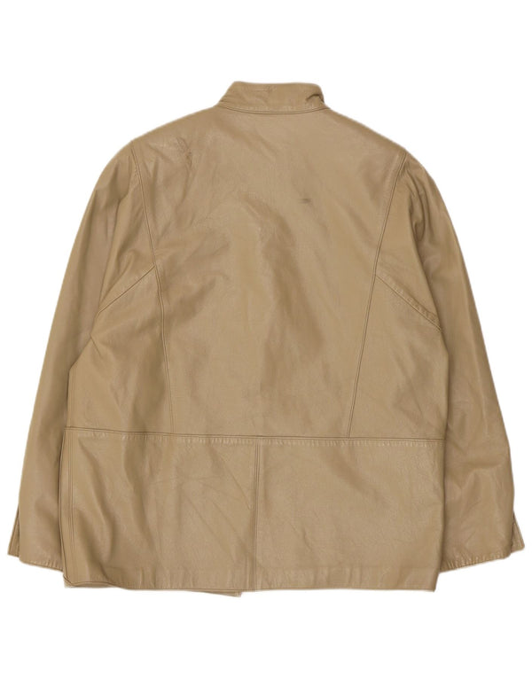 Vintage Womens Leather Jacket IT 46 Large Beige Leather