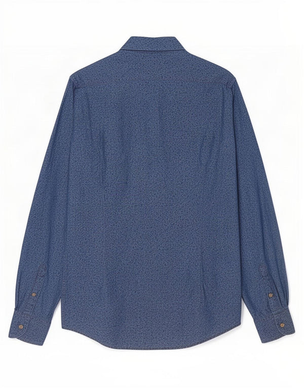 Massimo Dutti Mens Shirt Small Blue Floral Cotton