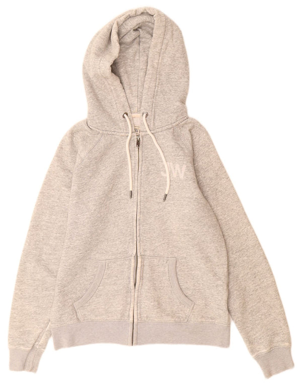 Женский свитер с капюшоном на молнии Jack Wills UK 12, хлопок среднего серого цвета с крапинками