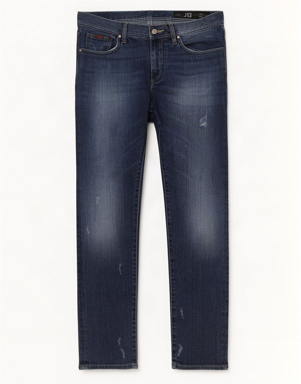 Мужские потертые узкие джинсы Armani Exchange J13 W31 L32 Темно-синие хлопковые