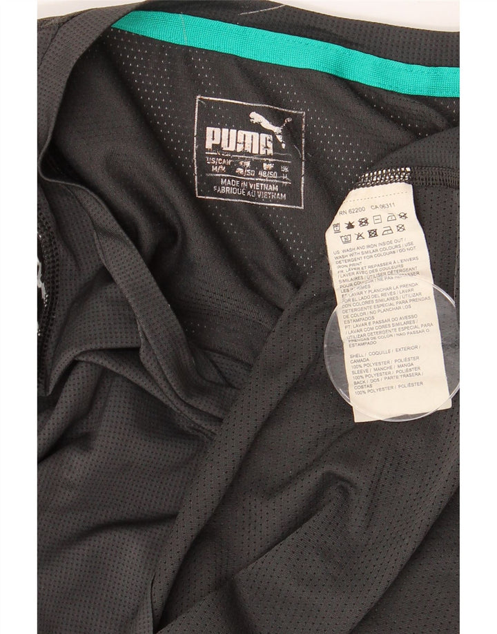 Мужская футболка с рисунком PUMA, верх из полиэстера среднего серого цвета с геометрическим рисунком