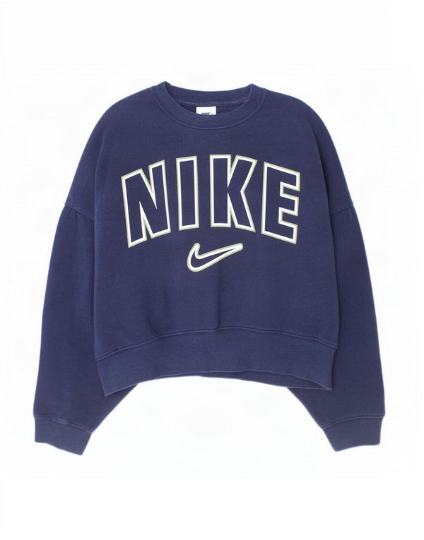 Джемпер с рисунком Nike для девочек, 8–9 лет, маленький, темно-синий, хлопковый