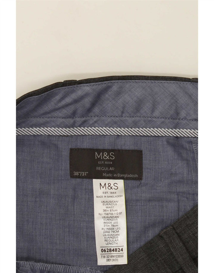 Мужские брюки стандартного костюма Marks & Spencer W38 L31 серые из полиэстера