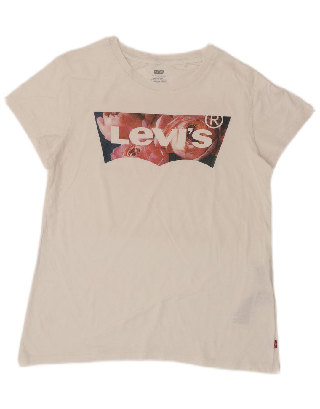 Женская футболка с рисунком Levi's Top UK 12, средний размер, белый хлопок