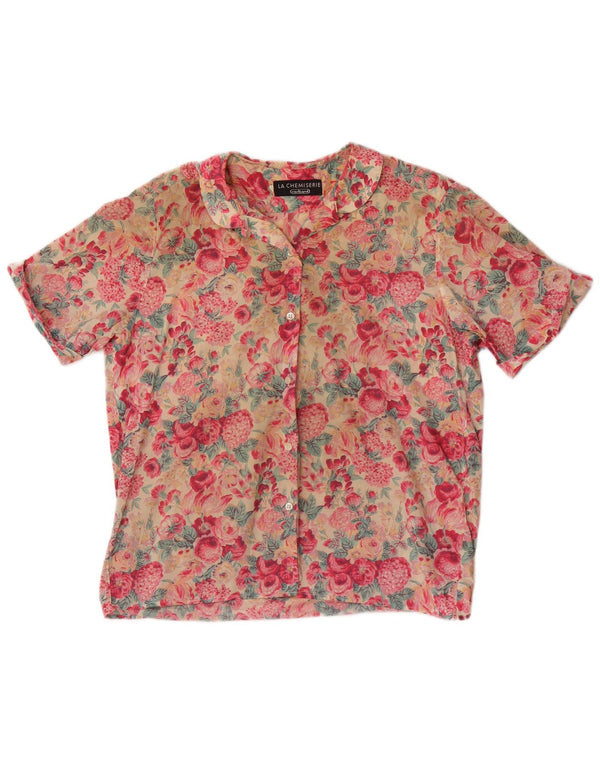Cacharel Womens Short Sleeve Shirt Blouse UK 14 Large Multicoloured Floral