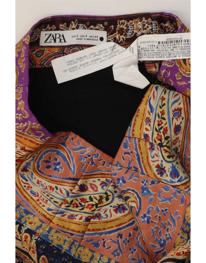 Женская мини-юбка Zara, маленькая W26, разноцветный полиэстер с узором пейсли