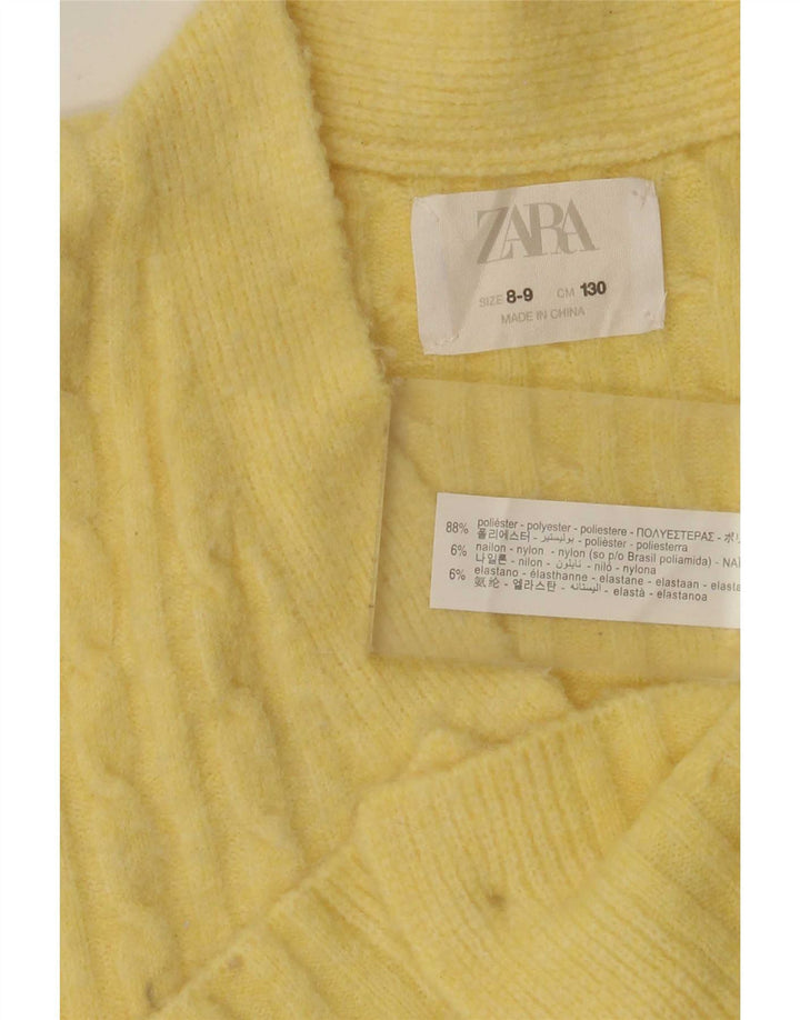 Укороченный кардиган для девочек Zara, 8-9 лет, желтый полиэстер