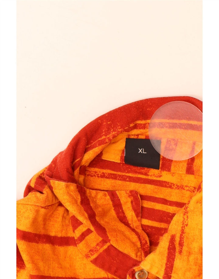 Мужская пуловерная рубашка с коротким рукавом HUGO BOSS XL, хлопковая оранжевая полоска