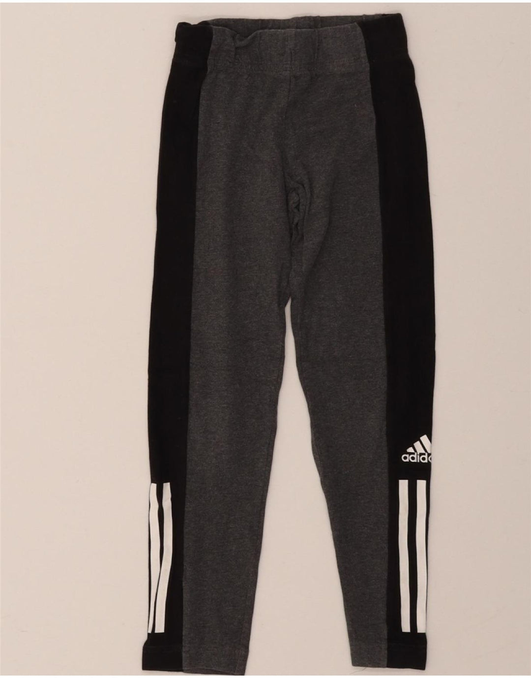 ADIDAS Girls Leggings 7-8 Years  Grey Colourblock Vintage Adidas and Second-Hand Adidas from Messina Hembry 