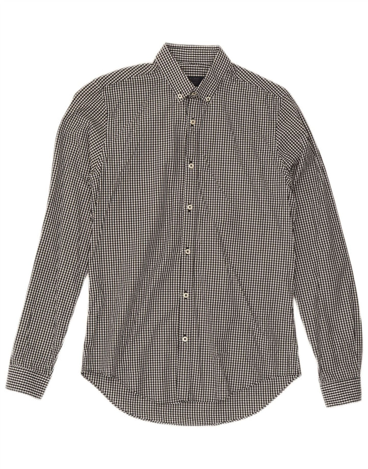 Мужская рубашка узкого кроя Zara, маленькая черная клетка