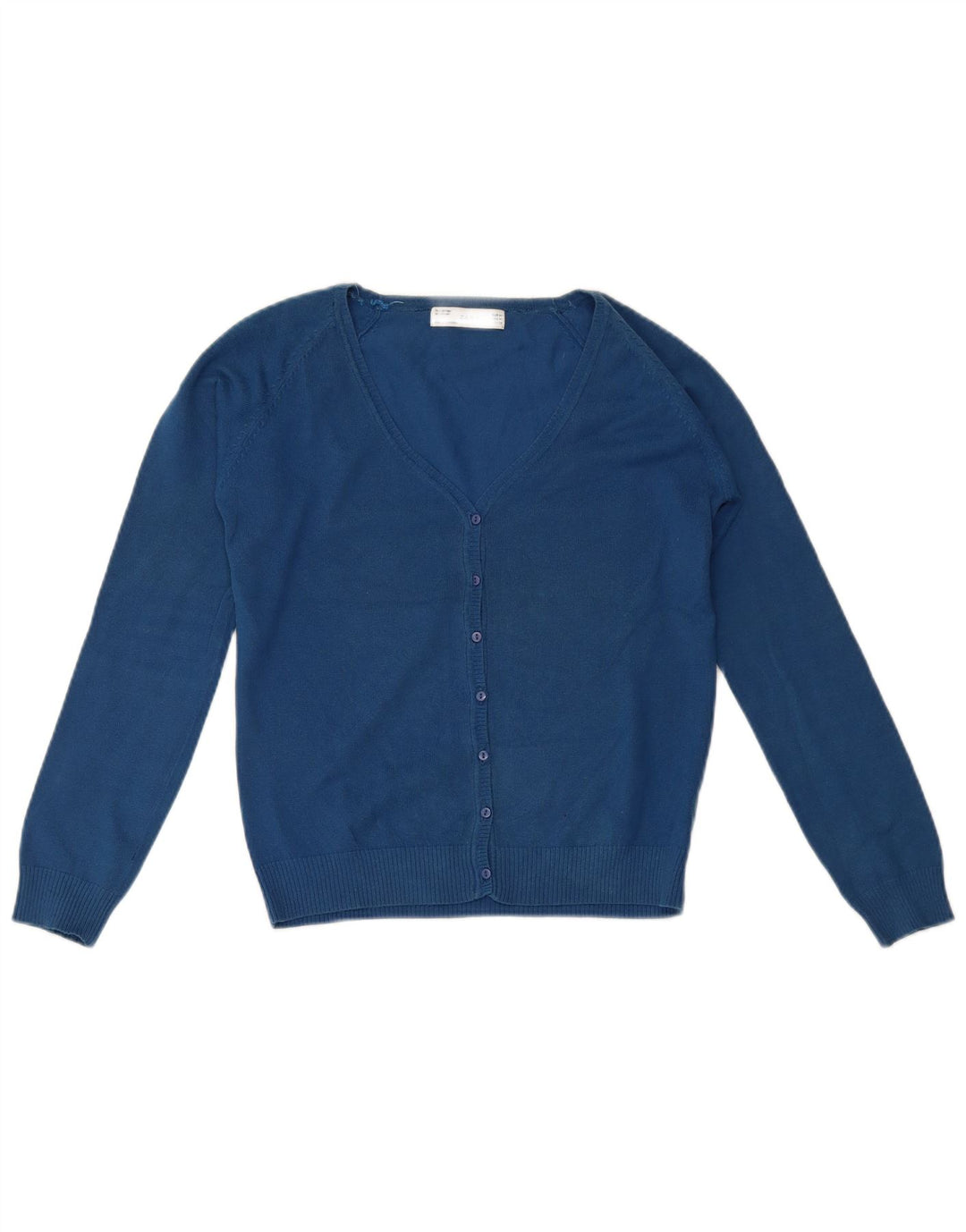 Женский кардиган Zara UK 12, хлопковый средний синий цвет