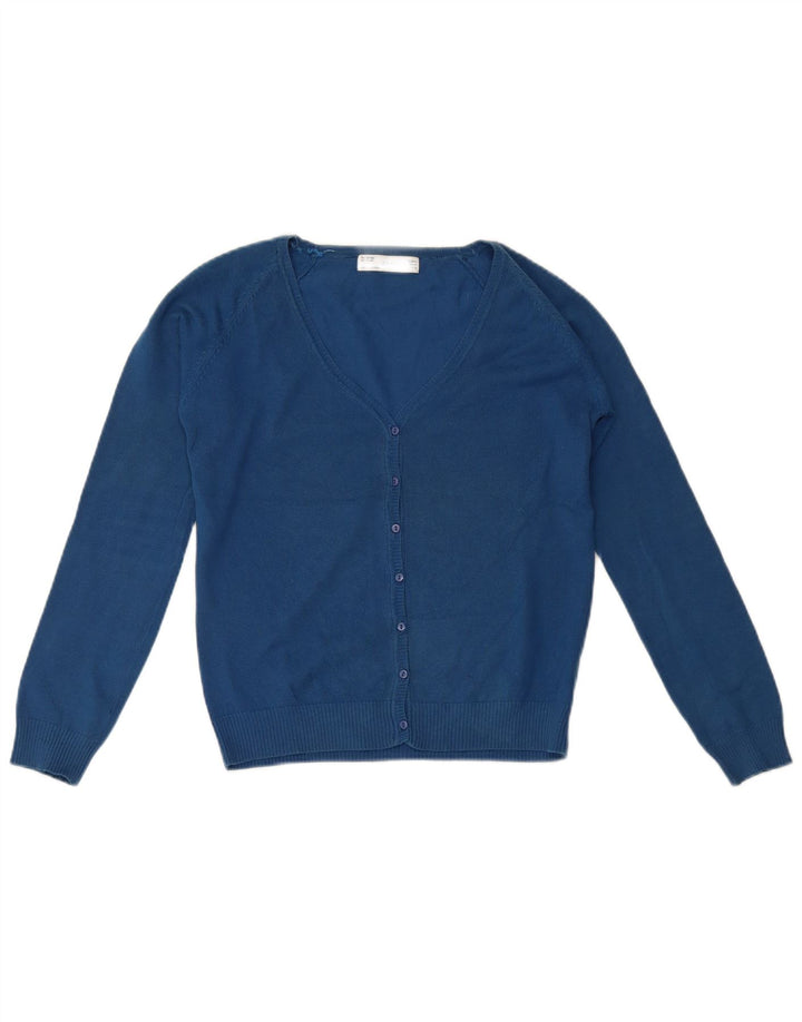 Женский кардиган Zara UK 12, хлопковый средний синий цвет