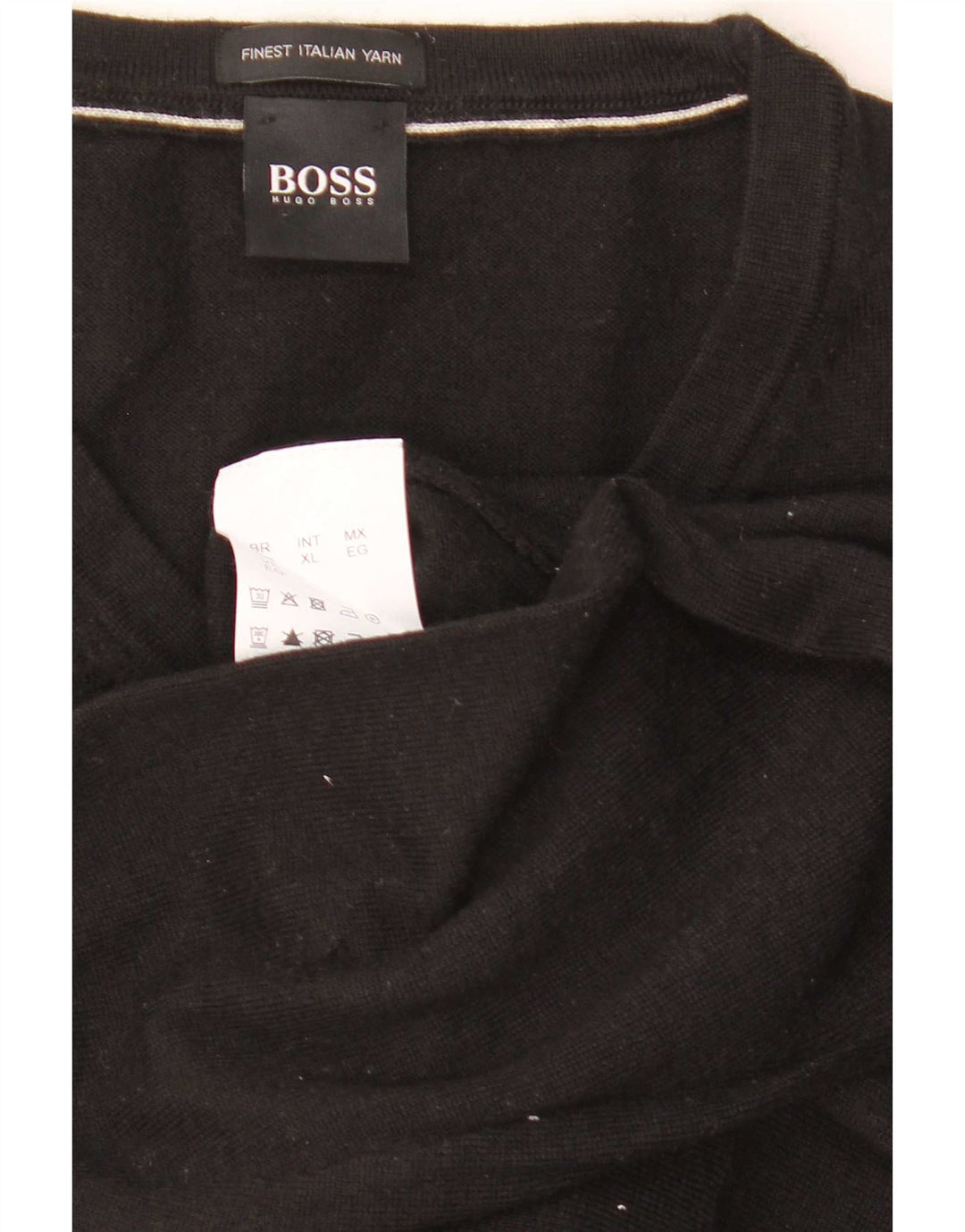 Мужской джемпер с v-образным вырезом Hugo Boss XL, черный из натуральной шерсти
