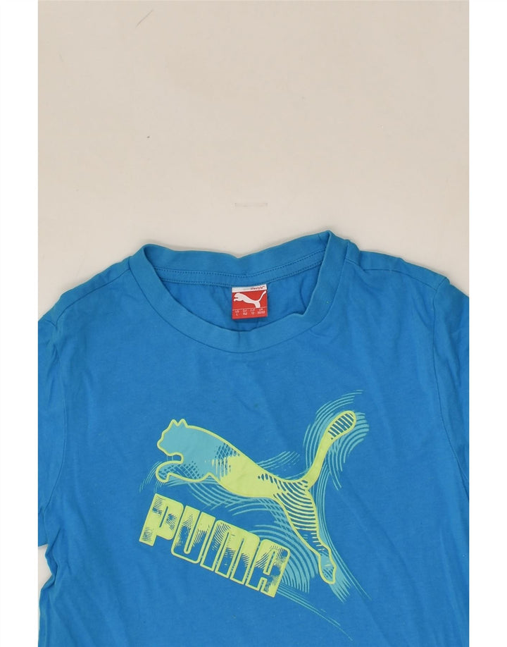 PUMA Boys Graphic T-Shirt Top 11-12 Years Large Blue Cotton | Vintage Puma | Thrift | Second-Hand Puma | Used Clothing | Messina Hembry 