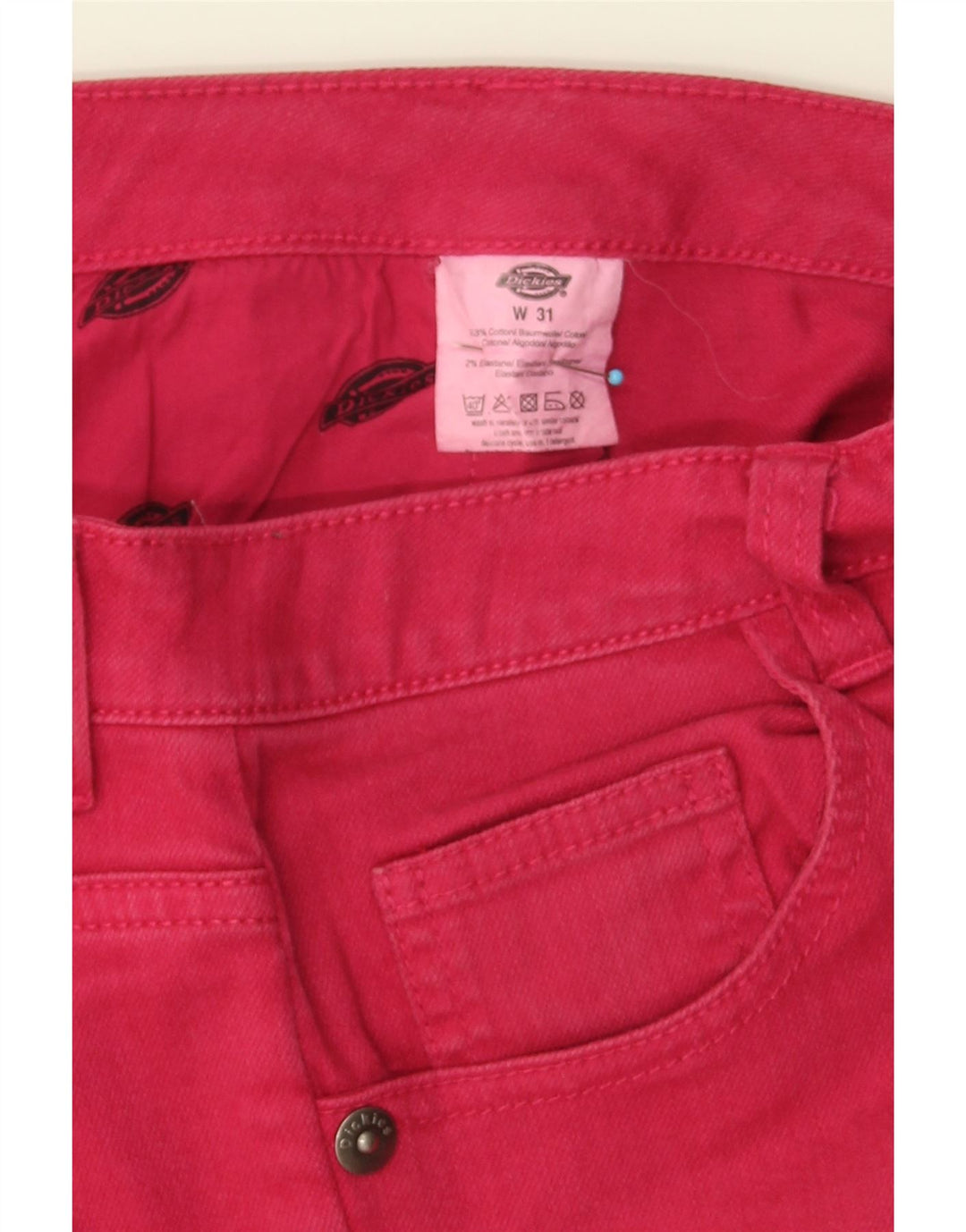 DICKIES Womens Slim Jeans W31 L30 Pink Cotton Vintage Dickies and Second-Hand Dickies from Messina Hembry 