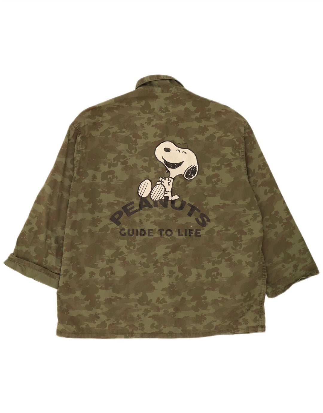 Мужская куртка Zara Peanuts Graphic Utility UK 38, средний цвет хаки, камуфляж