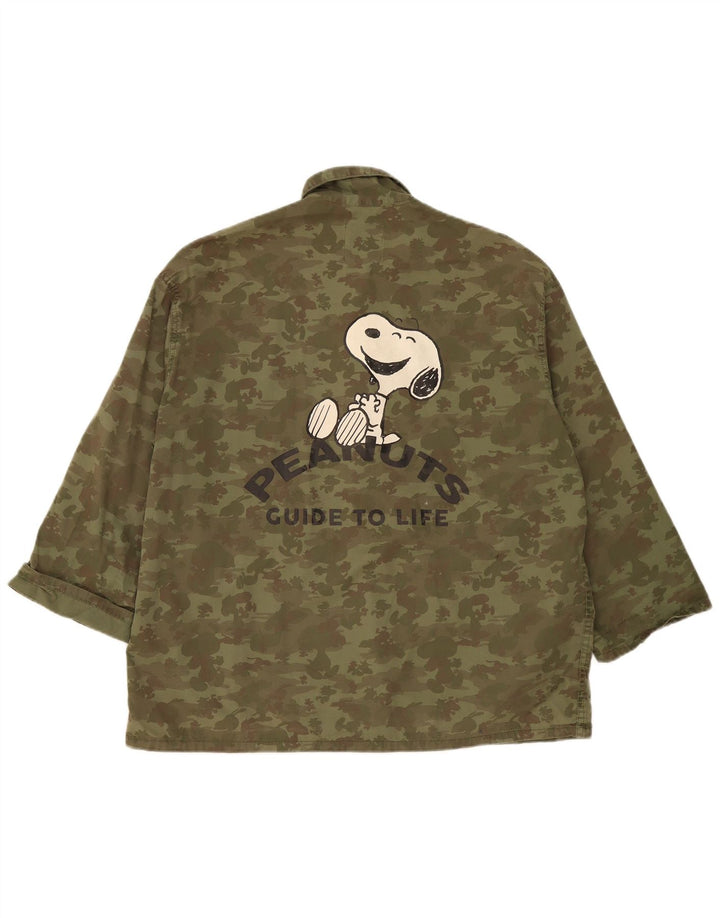 Мужская куртка Zara Peanuts Graphic Utility UK 38, средний цвет хаки, камуфляж