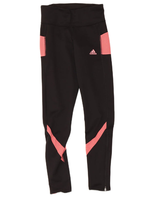 Женские леггинсы Adidas UK 4/6 XS, черные, полиэстер с цветными блоками