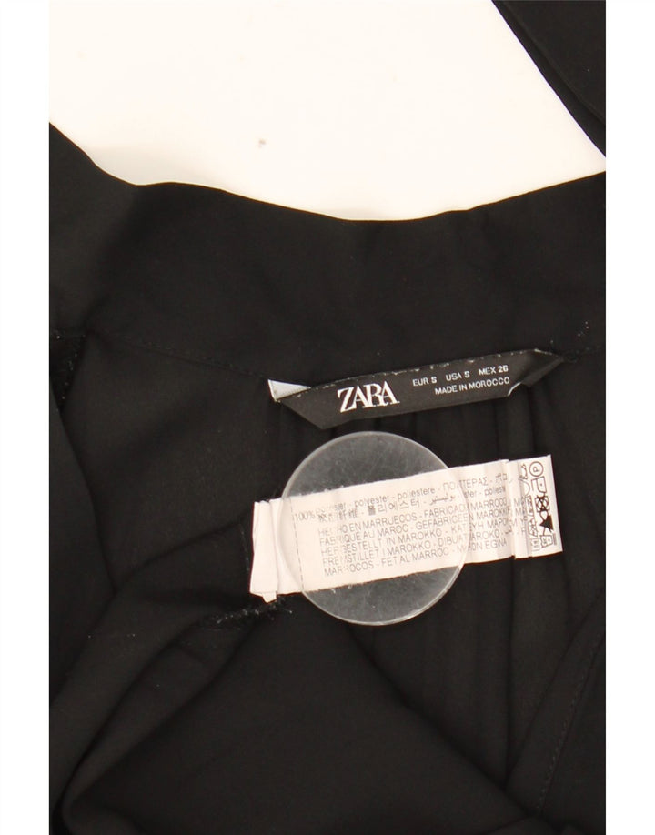 Женская блузка с длинными рукавами и завязками спереди Zara UK 10, маленький черный полиэстер