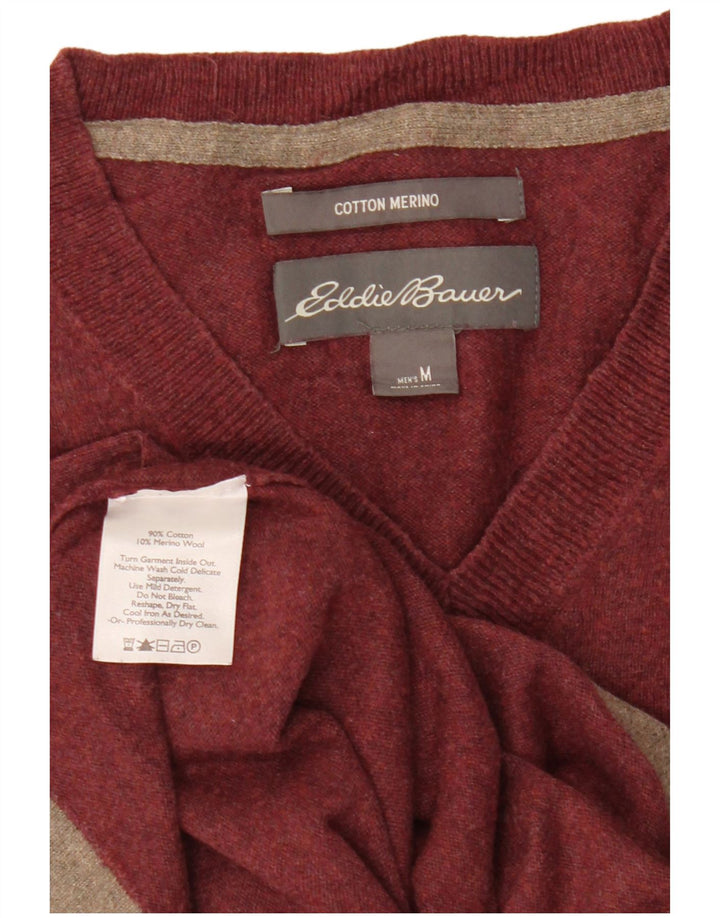 Мужской джемпер с v-образным вырезом Eddie Bauer, средний бордовый хлопок, хлопок