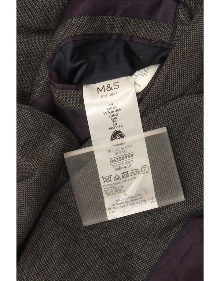Мужской пиджак Marks & Spencer на 2 пуговицах, Великобритания, 46 XL, серый, шерстяной