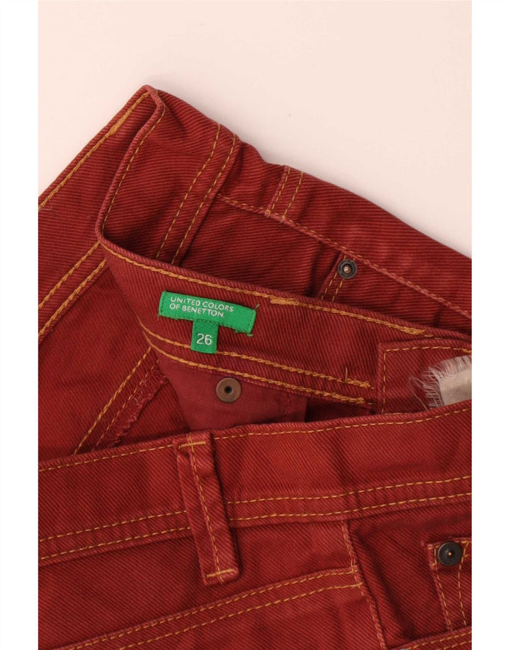 Женские узкие повседневные брюки Benetton W26 L32 красные
