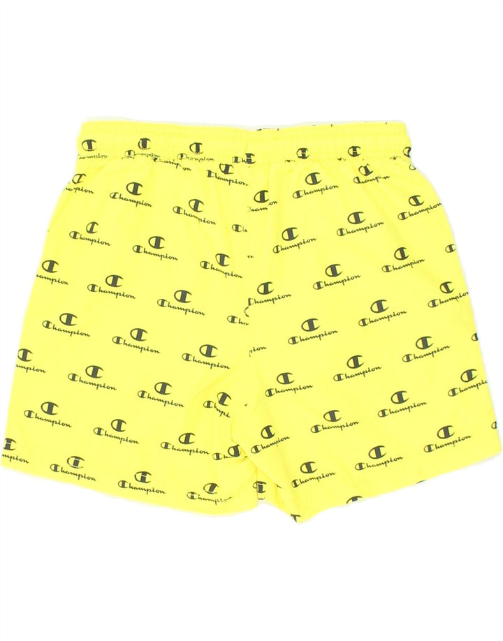 CHAMPION Boys Graphic Sport Shorts 9-10 Years Medium Yellow Polyester Vintage Champion and Second-Hand Champion from Messina Hembry 