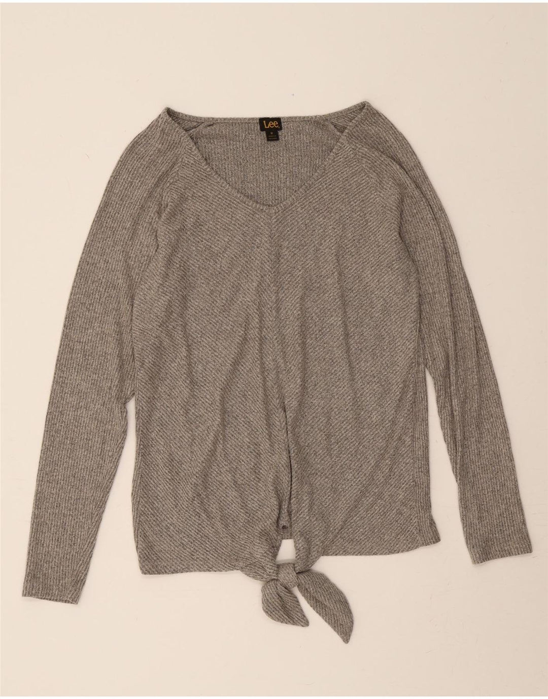 LEE Womens V-Neck Jumper Sweater UK 14 Medium Grey Rayon Vintage Lee and Second-Hand Lee from Messina Hembry 