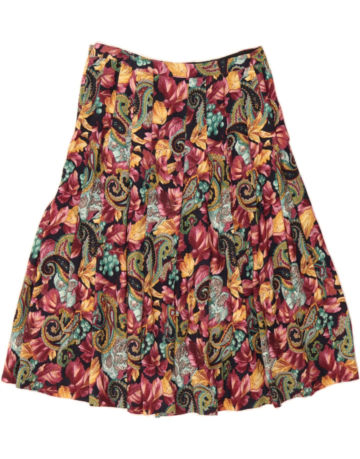 VINTAGE Womens Pleated A-Line Skirt W28 Medium  Multicoloured Floral Vintage Vintage and Second-Hand Vintage from Messina Hembry 