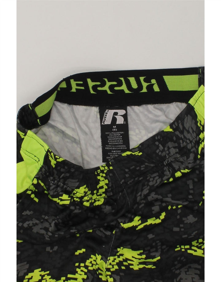 RUSSELL ATHLETIC Boys Crazy Pattern Sport Shorts 7-8 Years Medium  Black | Vintage Russell Athletic | Thrift | Second-Hand Russell Athletic | Used Clothing | Messina Hembry 