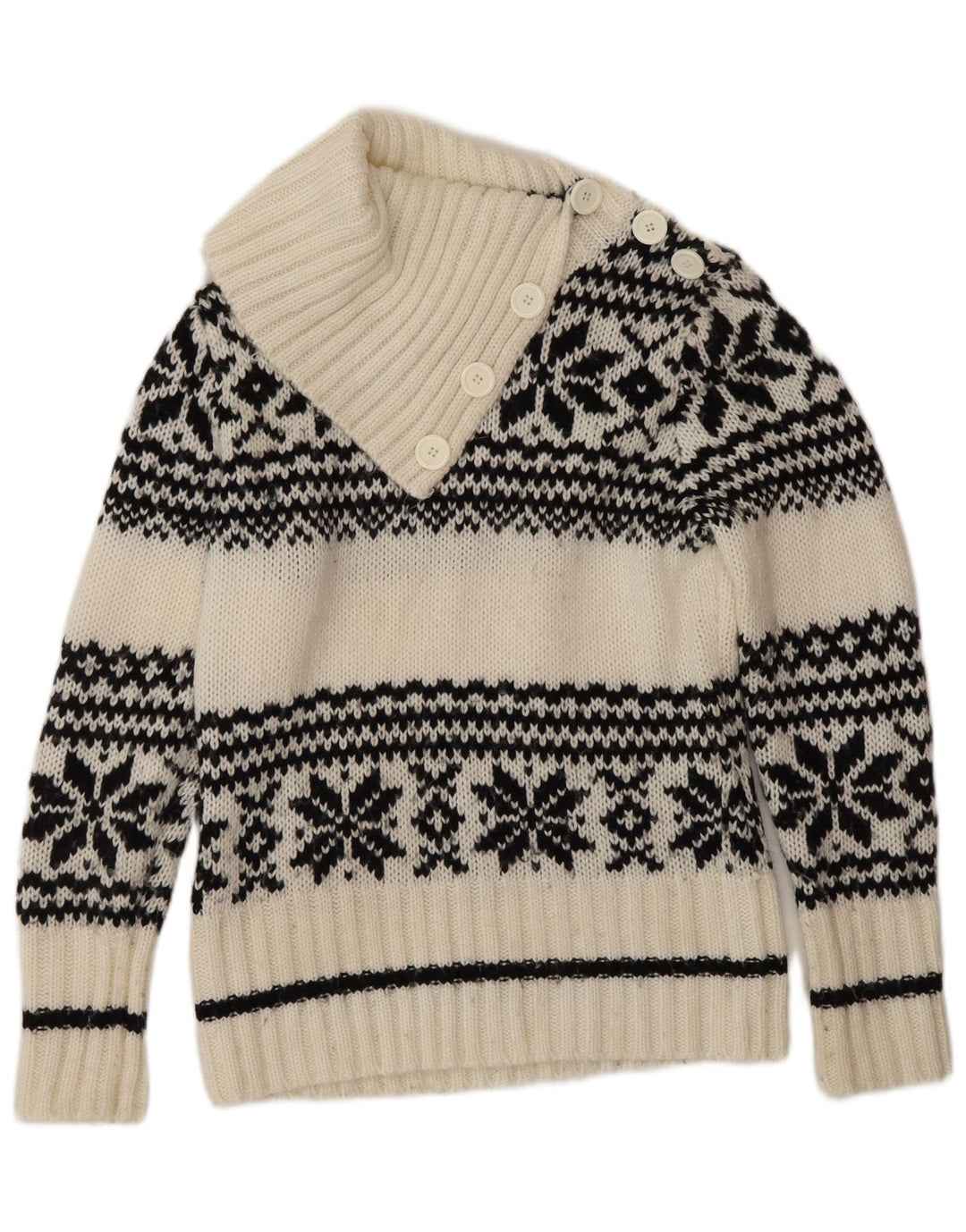 Женский джемпер с воротником на пуговицах и пуговицами Yessica, Великобритания 14, средний белый цвет, зима