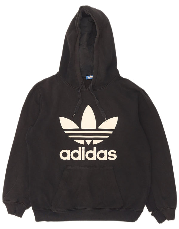 Мужской джемпер с капюшоном Adidas с рисунком, маленький черный, хлопковый