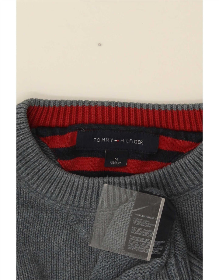 Мужской джемпер с круглым вырезом Tommy Hilfiger, хлопковый свитер среднего серого цвета