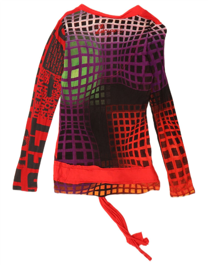 Женский топ с длинным рукавом Desigual, Великобритания, 12, средний красный, вискоза