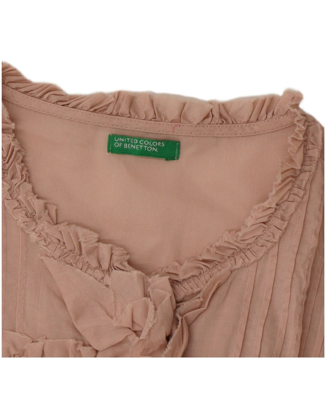 Женская блузка-рубашка с оборками спереди Benetton UK 14, большая розовая